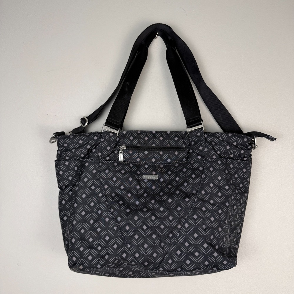 Baggallini Avenue Tote Bag Women's Black Gray Geometric Polyester Multi-Pocket